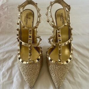 Valentino Garavani Gold Studded Stiletto Heels